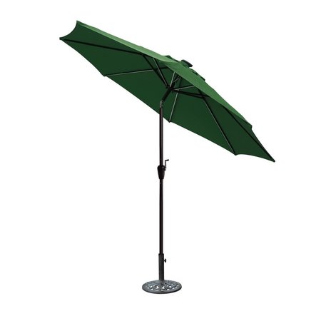 JECO 9 ft. Aluminum Umbrella with Crank & Solar Guide Tubes - Brown Pole & Green Fabric OF-UB107